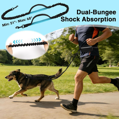 Hands-Free Dog Leash, Large (25-120 Lbs), Black