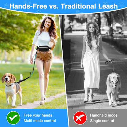 Hands-Free Dog Leash, Large (25-120 Lbs), Black